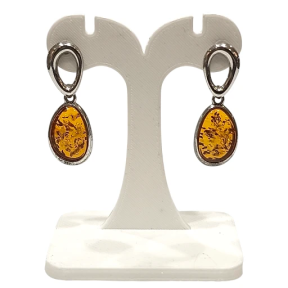 Boucles Ambre Cognac Ovales Argent 925