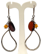 Boucles Ambre Cognac Dark et Light  Argent 925