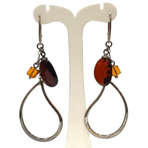 Boucles Ambre Cognac Dark et Light  Argent 925