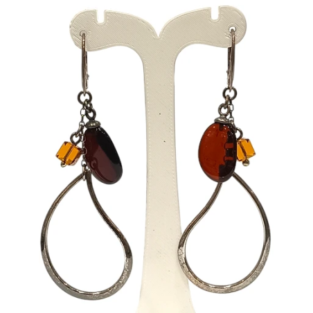 Boucles Ambre Cognac Dark et Light  Argent 925