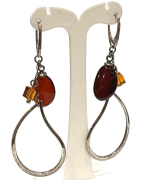 Boucles Ambre Cognac Dark et Light  Argent 925