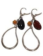 Boucles Ambre Cognac Dark et Light  Argent 925