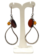 Boucles Ambre Cognac Dark et Light  Argent 925