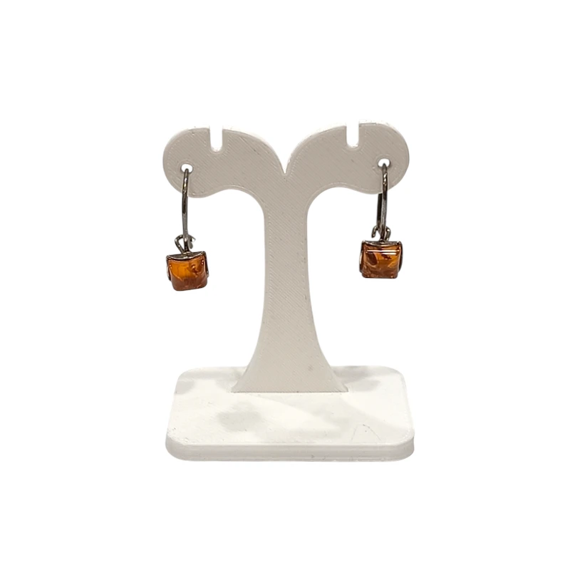 Boucles Ambre carrées Argent 925