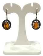 Boucles Ambre Serties et Marcassite Argent 925