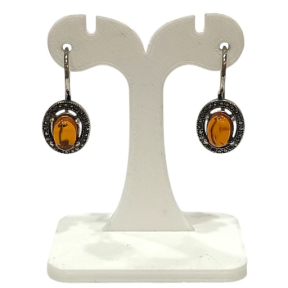 Boucles Ambre Serties et Marcassite Argent 925