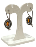 Boucles Ambre Serties et Marcassite Argent 925