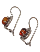 Boucles Ambre Serties et Marcassite Argent 925