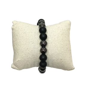 Bracelet Hématite et Onyx Mat Pierres Rondes 10mm