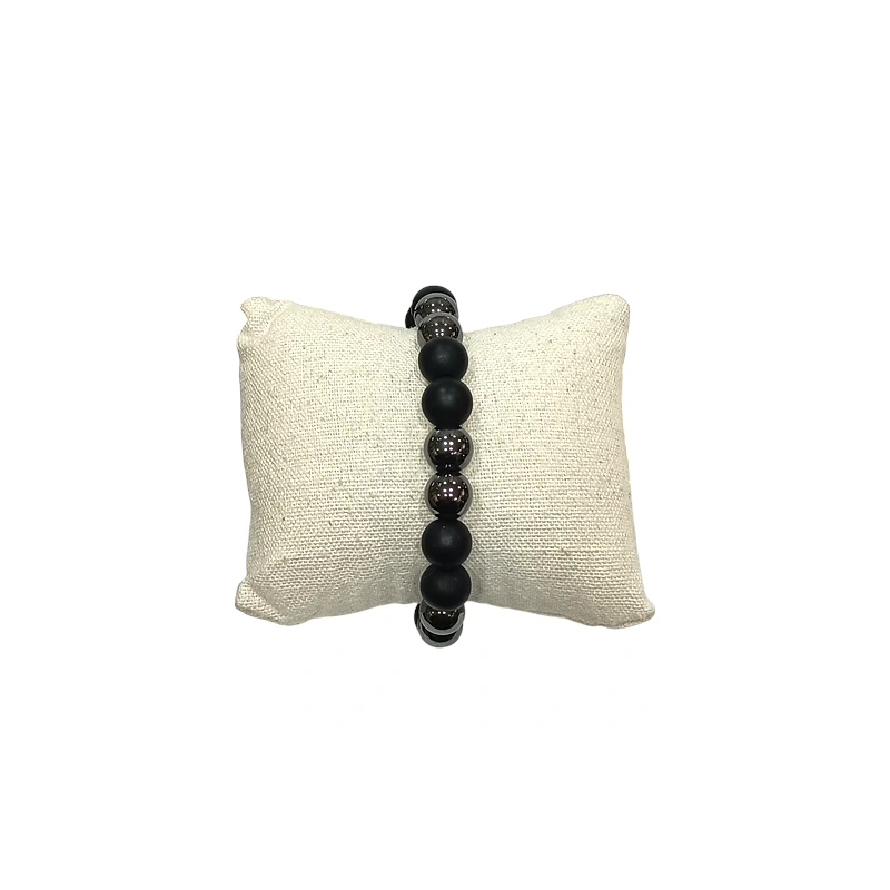Bracelet Hématite et Onyx Mat Pierres Rondes 10mm