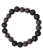 Bracelet Hématite et Onyx Mat Pierres Rondes 10mm