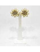 Boucles Perles de Majorque et Swarovski Fleurs à Clip