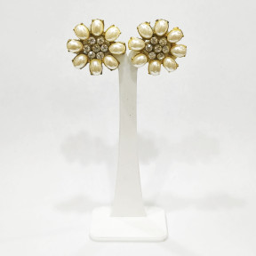 Boucles Perles de Majorque et Swarovski Fleurs à Clip