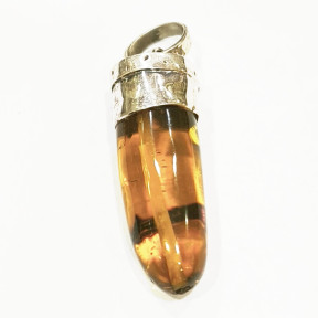 Pendentif Ambre Baltique Pointe 5 cm Argent 925