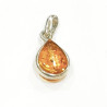 Pendentif Ambre Baltique 1.5 cm  Argent 925 avec Chaîne Acier 45 cm