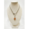 Pendentif Ambre Baltique 1.5 cm  Argent 925 avec Chaîne Acier 45 cm