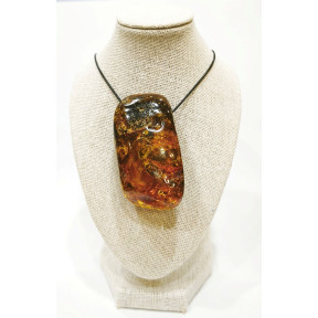 Pendentif Ambre Baltique Brute Polie 5X3.5 cm sur Cordon Réglable