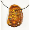 Pendentif Ambre Baltique Brute Polie 5X3.5 cm sur Cordon Réglable