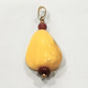 Pendentif Ambre Miel et Jaspe Rouge Avec Chaîne Plaquée Or 44 cm