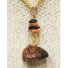 Pendentif Ambre Brut avec Chaîne Plaquée Or 42 cm