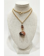 Pendentif Ambre Brut avec Chaîne Plaquée Or 42 cm