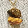 Pendentif Ambre Brut avec Chaîne Plaquée Or 46 cm