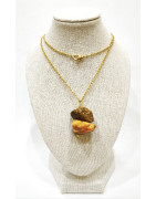 Pendentif Ambre Brut avec Chaîne Plaquée Or 46 cm