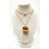 Pendentif Ambre Brut avec Chaîne Plaquée Or 46 cm