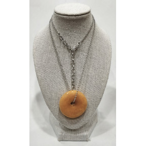 Pendentif Aventurine Jaune Donut sur Chaîne Acier Inox  42 + 5 cm