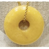 Pendentif Aventurine Jaune Donut sur Chaîne Acier Inox  Plaquée Or 42 + 5 cm