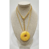 Pendentif Aventurine Jaune Donut sur Chaîne Acier Inox  Plaquée Or 42 + 5 cm