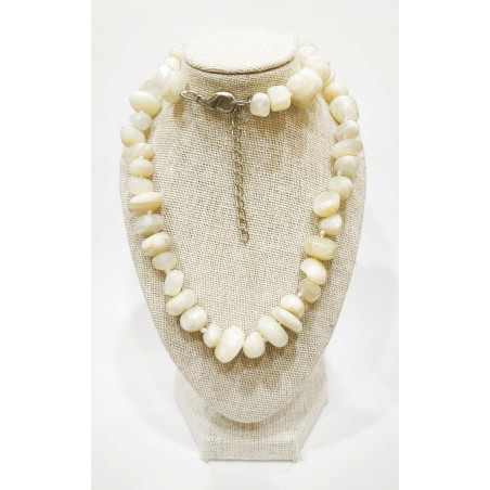 Collier Pierre de Lune Baroque avec fermoir 46 + 4 cm