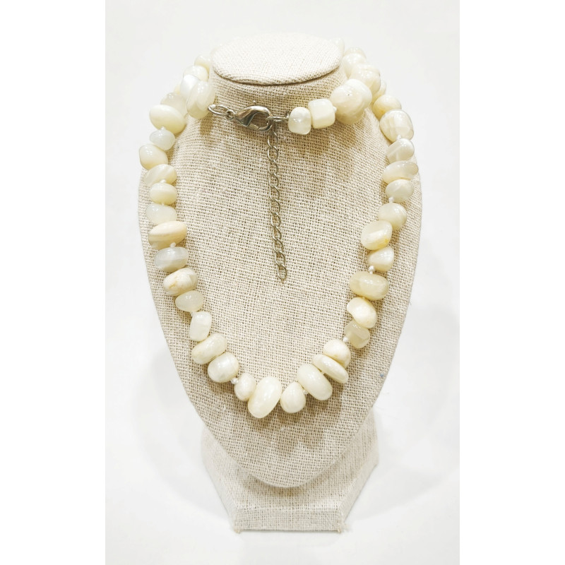 Collier Opale Blanche Baroque 46 cm