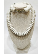 Collier Howlite Disques de Pierre 12mm 44 cm