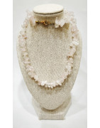 Collier Quartz Rose Baroque avec Fermoir Doré 44 cm