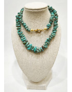 Collier Turquoise Baroque avec Fermoir Doré 40 cm