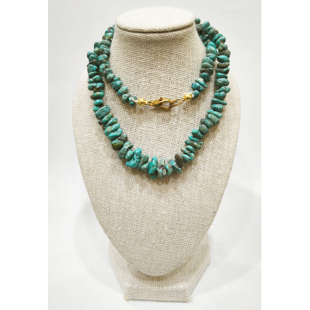 Collier Turquoise Baroque avec Fermoir Doré 40 cm