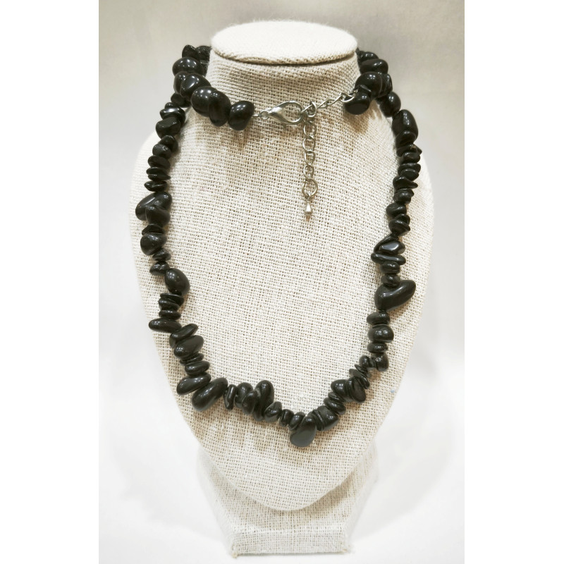 Collier Tourmaline Noire Baroque avec Fermoir 44 + 4 cm