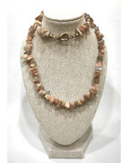 Collier Pierre de Lune Rose Baroque avec Fermoir 44 cm