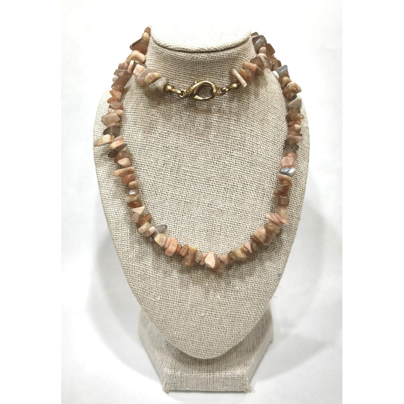 Collier Pierre de Lune Rose Baroque avec Fermoir 44 cm