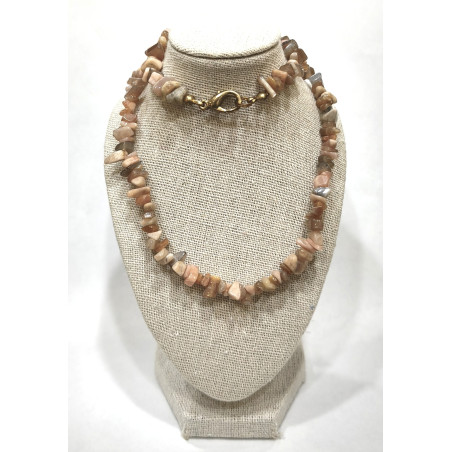 Collier Pierre de Lune Rose Baroque avec Fermoir 44 cm