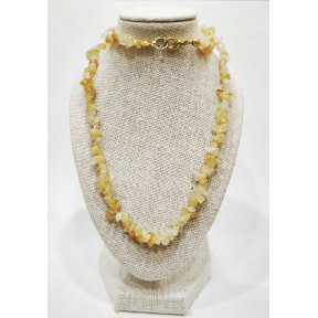 Collier Citrine Baroque Fermoir Doré 44 cm