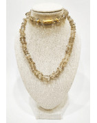Collier Cristal de Roche Baroque Fermoir Doré à Vis 44 cm