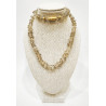 Collier Cristal de Roche Baroque Fermoir Doré à Vis 44 cm