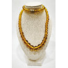 Collier Perles de Verre Jaune Rondes 5, 6, 8, 10mm Fermoir Doré à Vis 46 cm