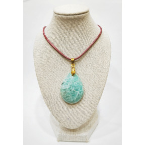 Pendentif Amazonite Goutte 4cm sur Cordon Rouge Réglable