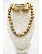 Collier Jaspe Léopard Pierres Rondes 8mm 44 cm