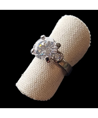 Bague Zirconium Métal rhodié