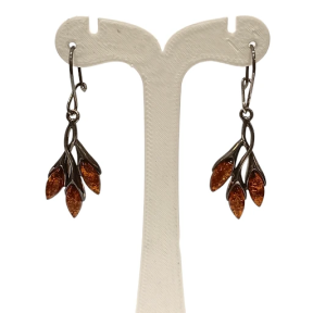 Boucles Ambre feuilles Argent 925