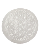 Disque de Rechargement Sélénite Purification, Calme et Guérison Fleur de Vie D 10cm H 1,5cm